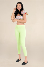 Women Soft Green Ankle Length Legging