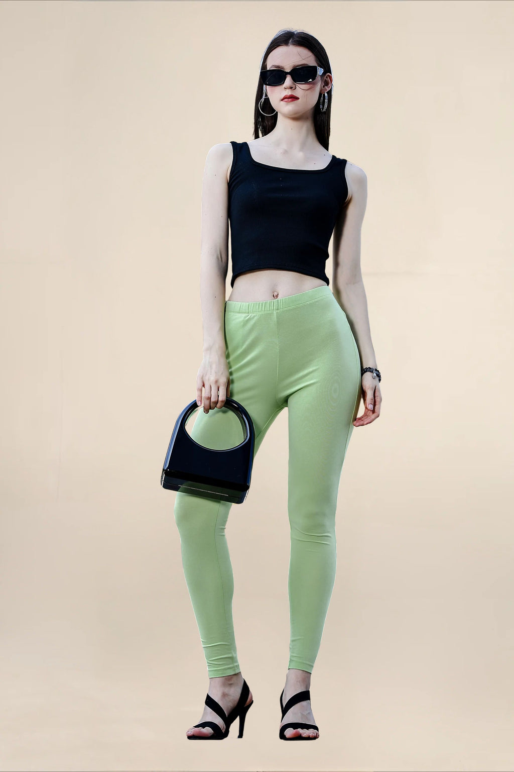 Women Light Green Regular Legging
