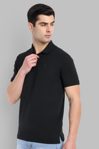 Men Black Checkered Pattern Polo T-Shirt