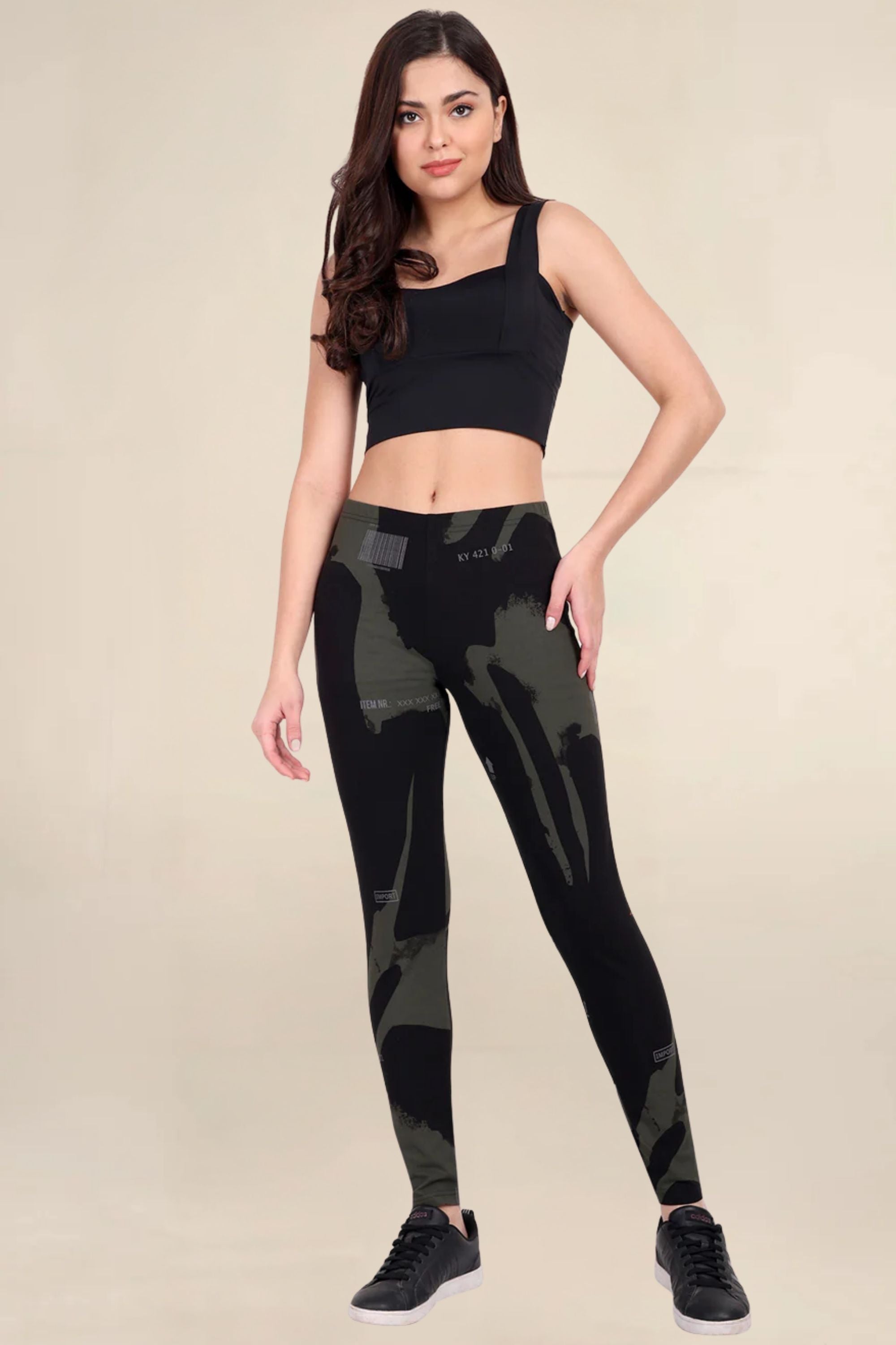 ONE SKY WOMEN BLACK AOP SOLID LEGGINGS