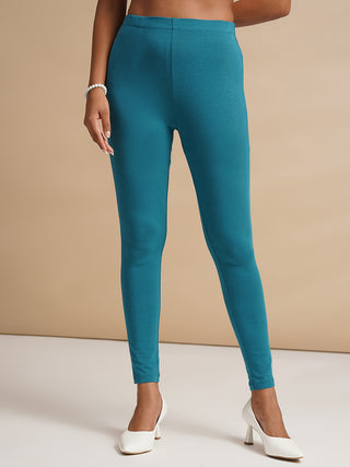 WOMENS PEACOCK GREEN REGULAR LENGTH POCKET LEGGING