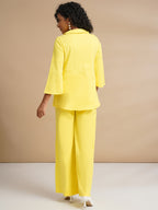 Women's Yellow Embroidered Top & Pant Co-Ord Set