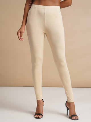 WOMEN BEIGE ANKLE LENGTH LEGGING