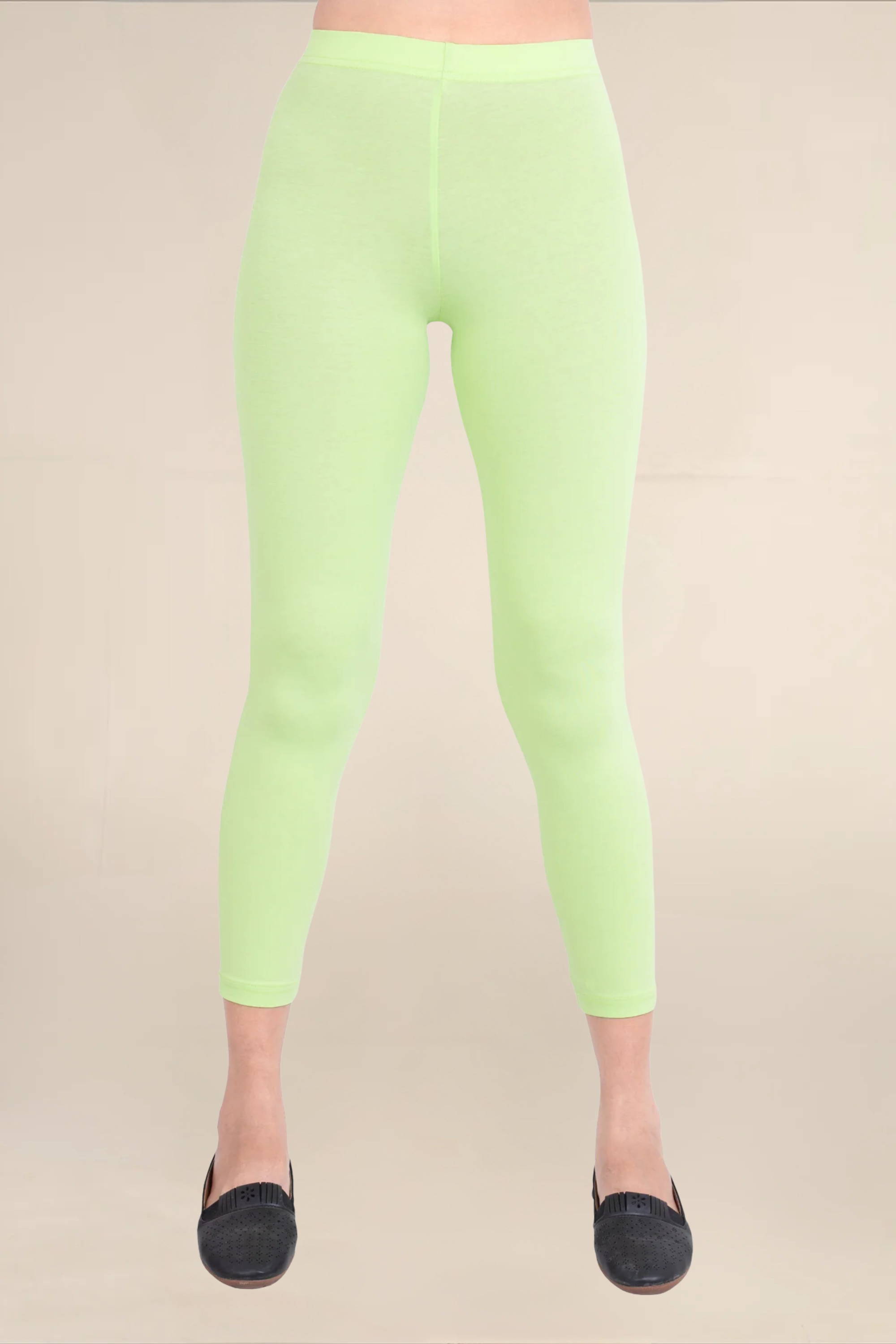 Women Soft Green Ankle Length Legging
