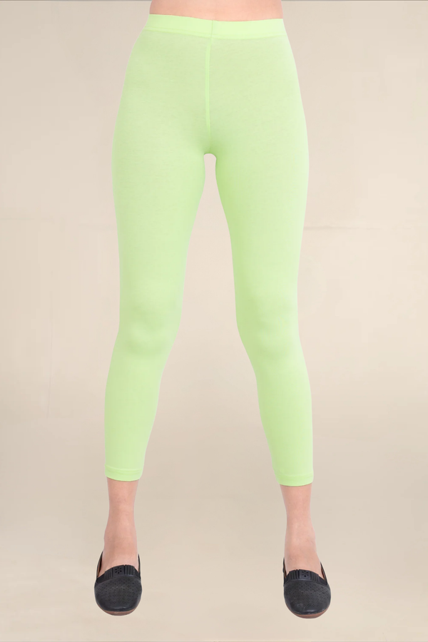 Women Soft Green Ankle Length Legging