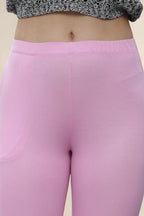 Women Baby Pink Regular Legging