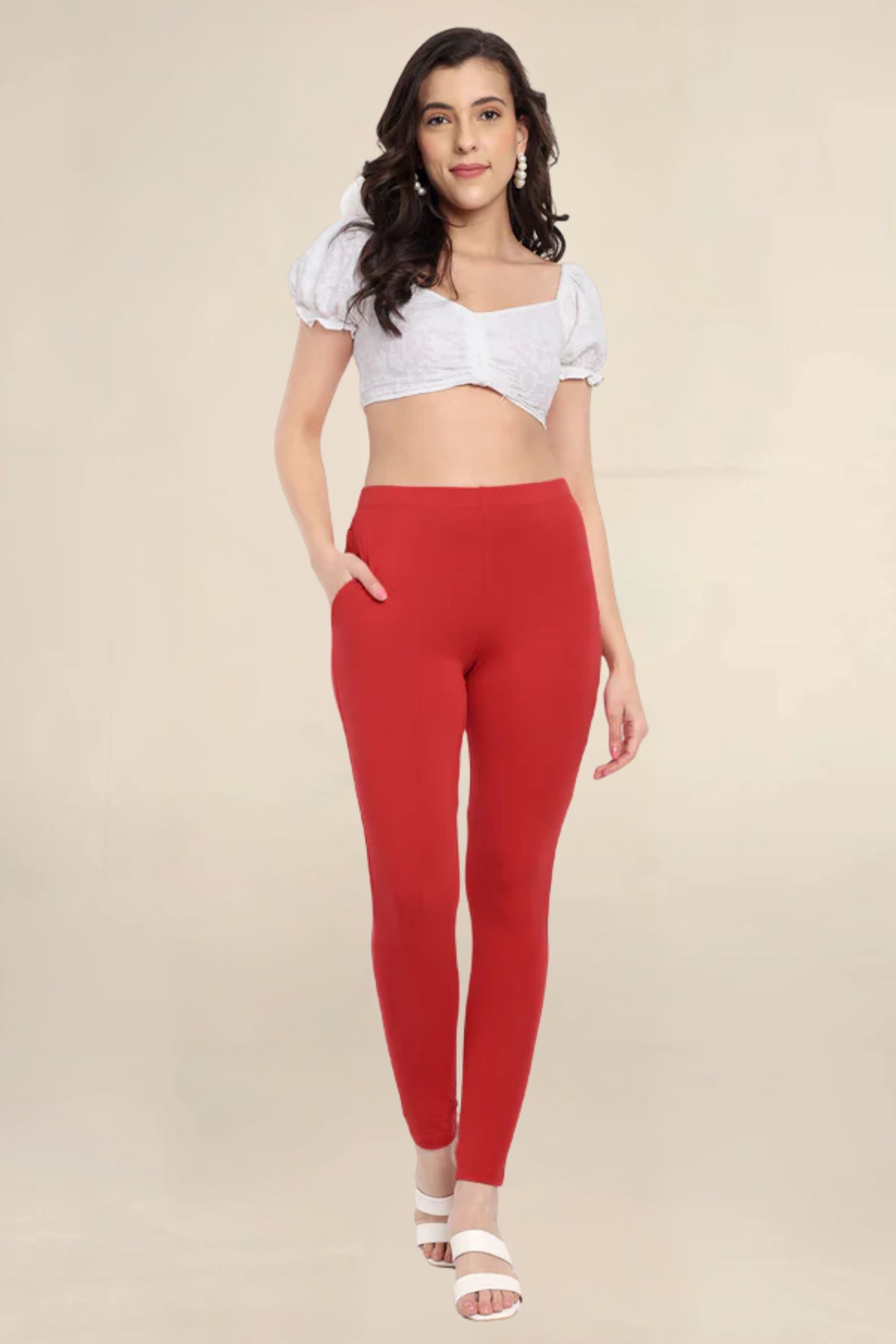 Women Crimson Regular Legging