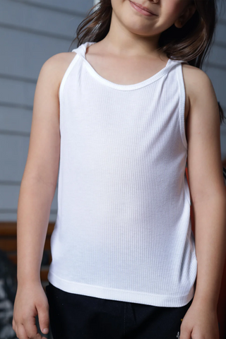 Girls White Sleeveless Top