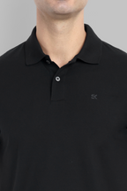 Men Black Checkered Pattern Polo T-Shirt