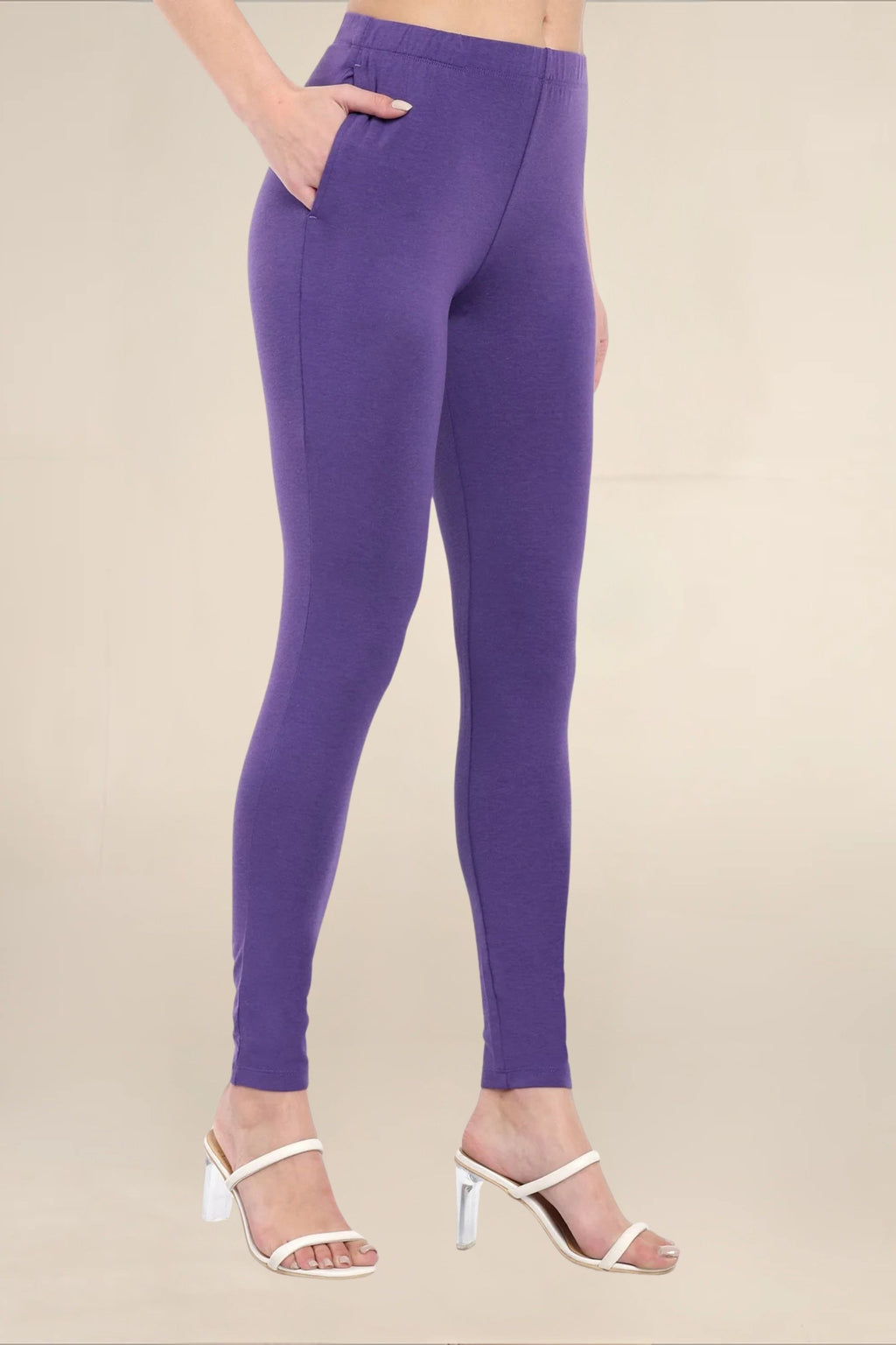 Women Dark Purple Regular Legging