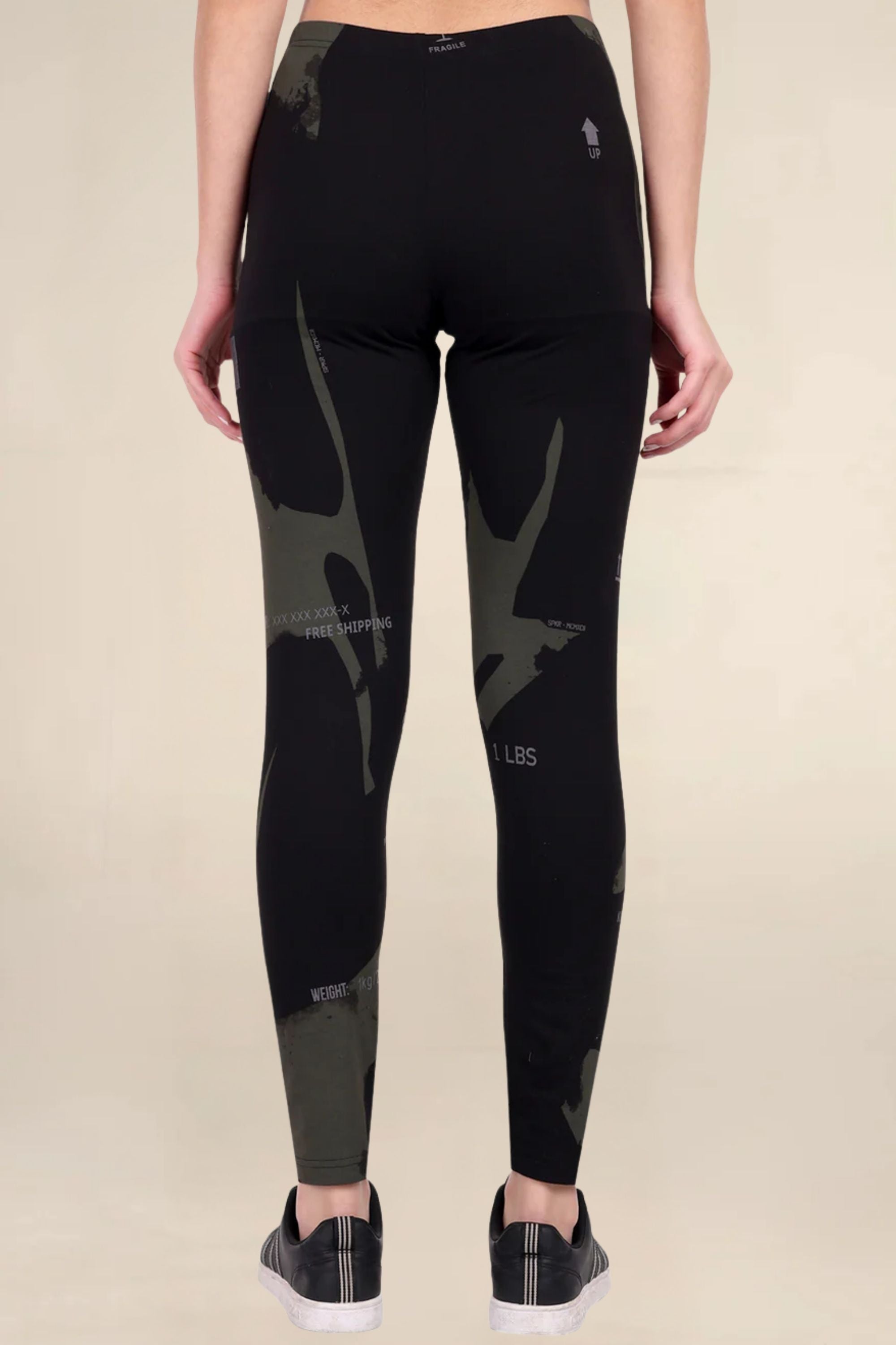 ONE SKY WOMEN BLACK AOP SOLID LEGGINGS