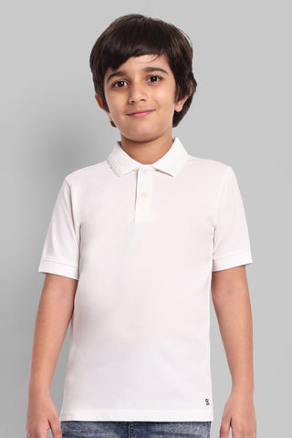 Boys Classic Cotton Polo T-Shirt White