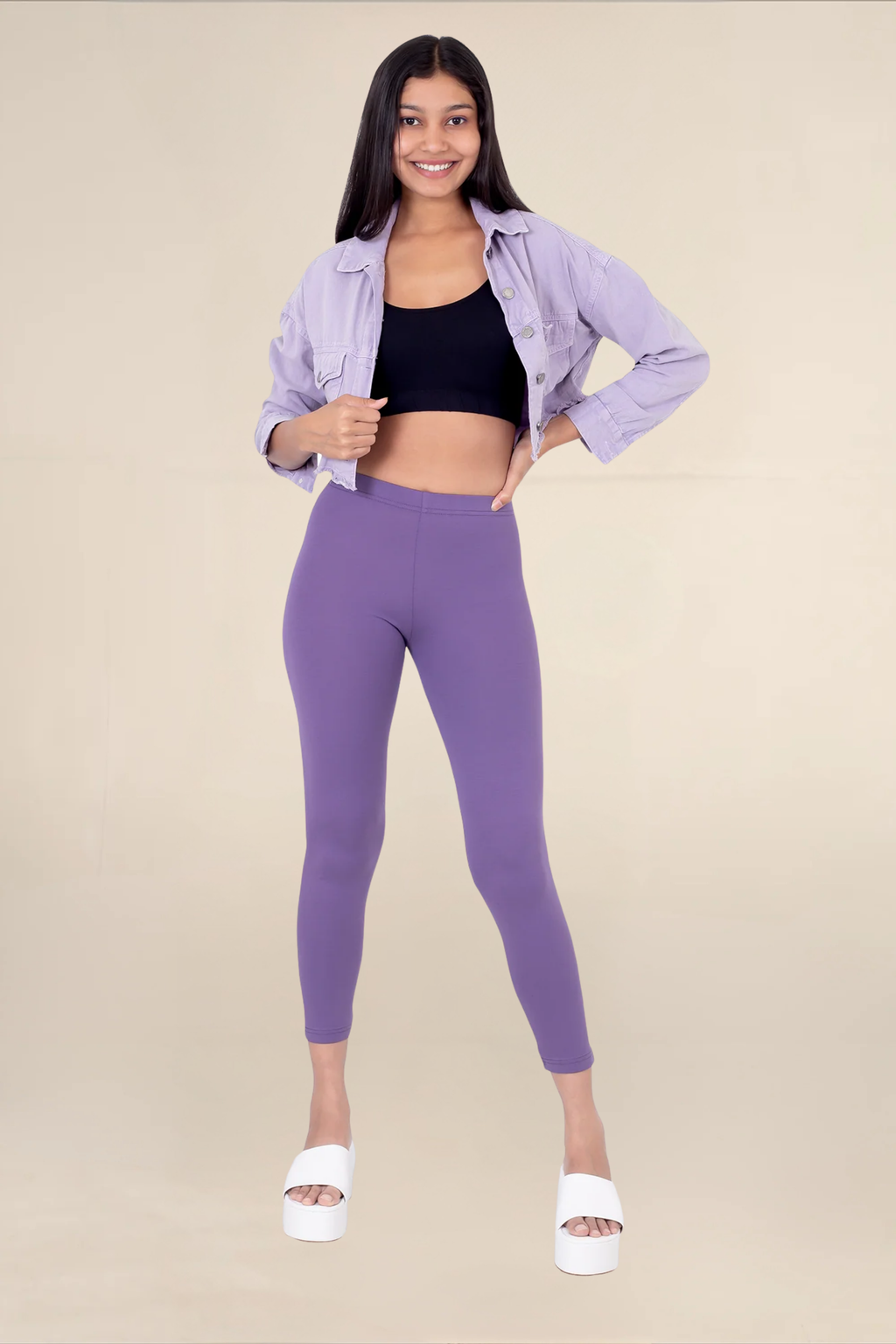 Women Purple Ankle Length Legging