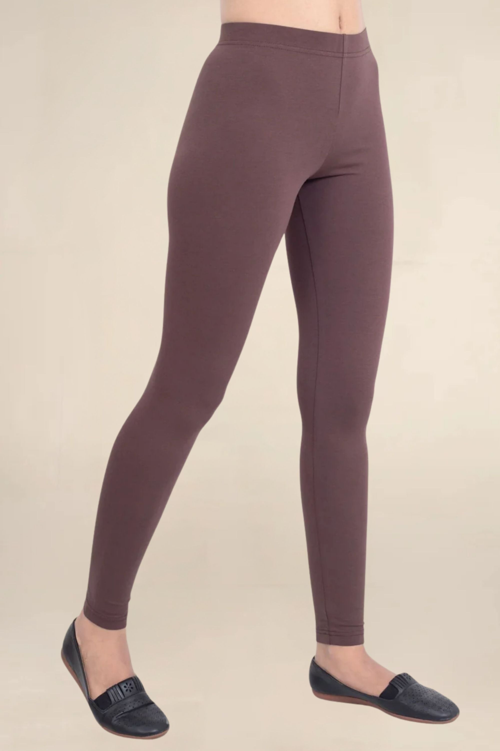 Women Dark Brown Breathable Long Length Legging