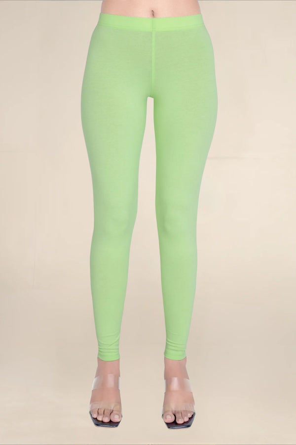 Women Soft Green Breathable Long Length Legging