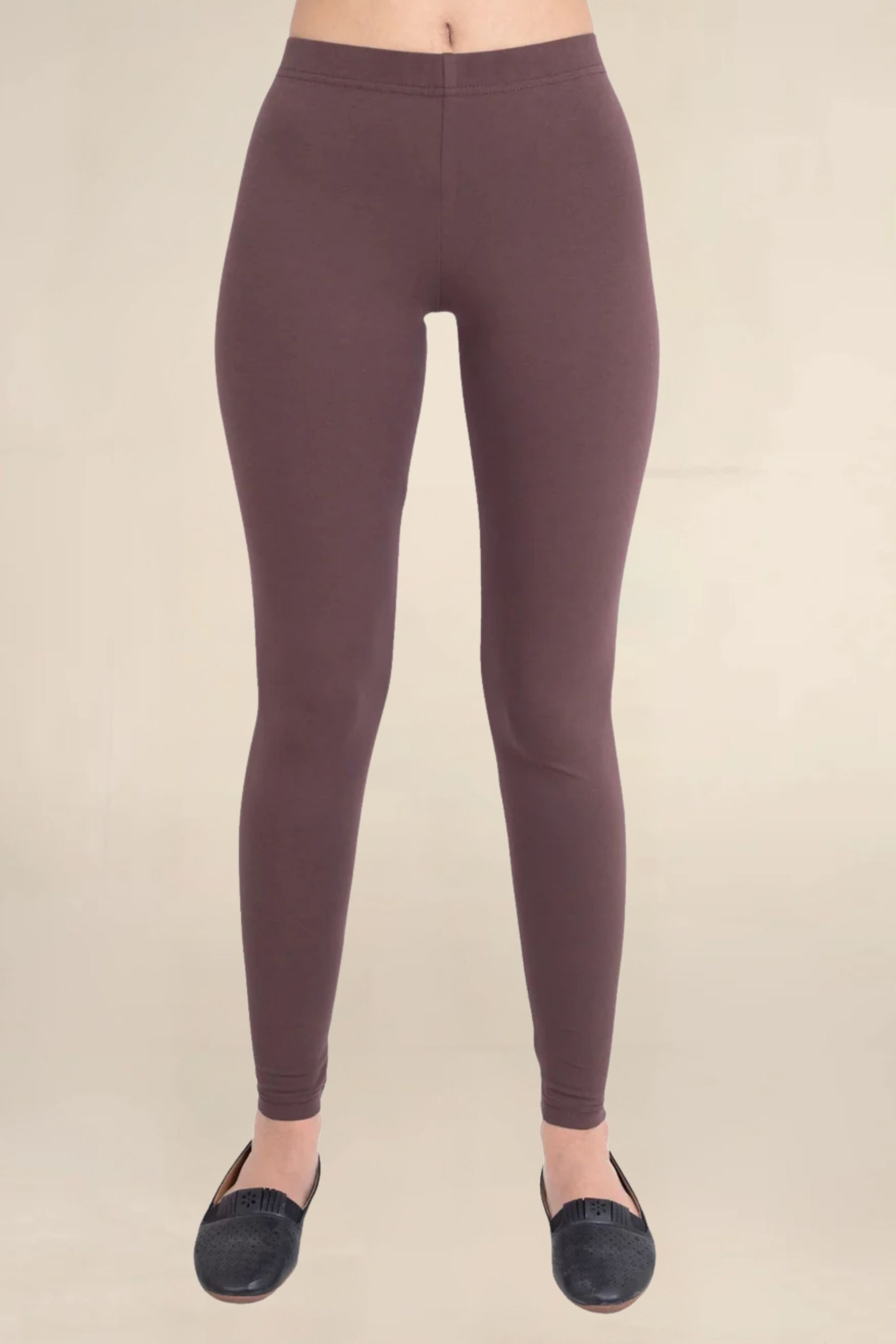 Women Dark Brown Breathable Long Length Legging