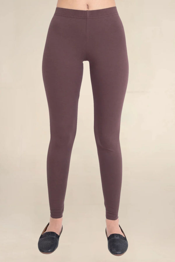 Women Dark Brown Breathable Long Length Legging