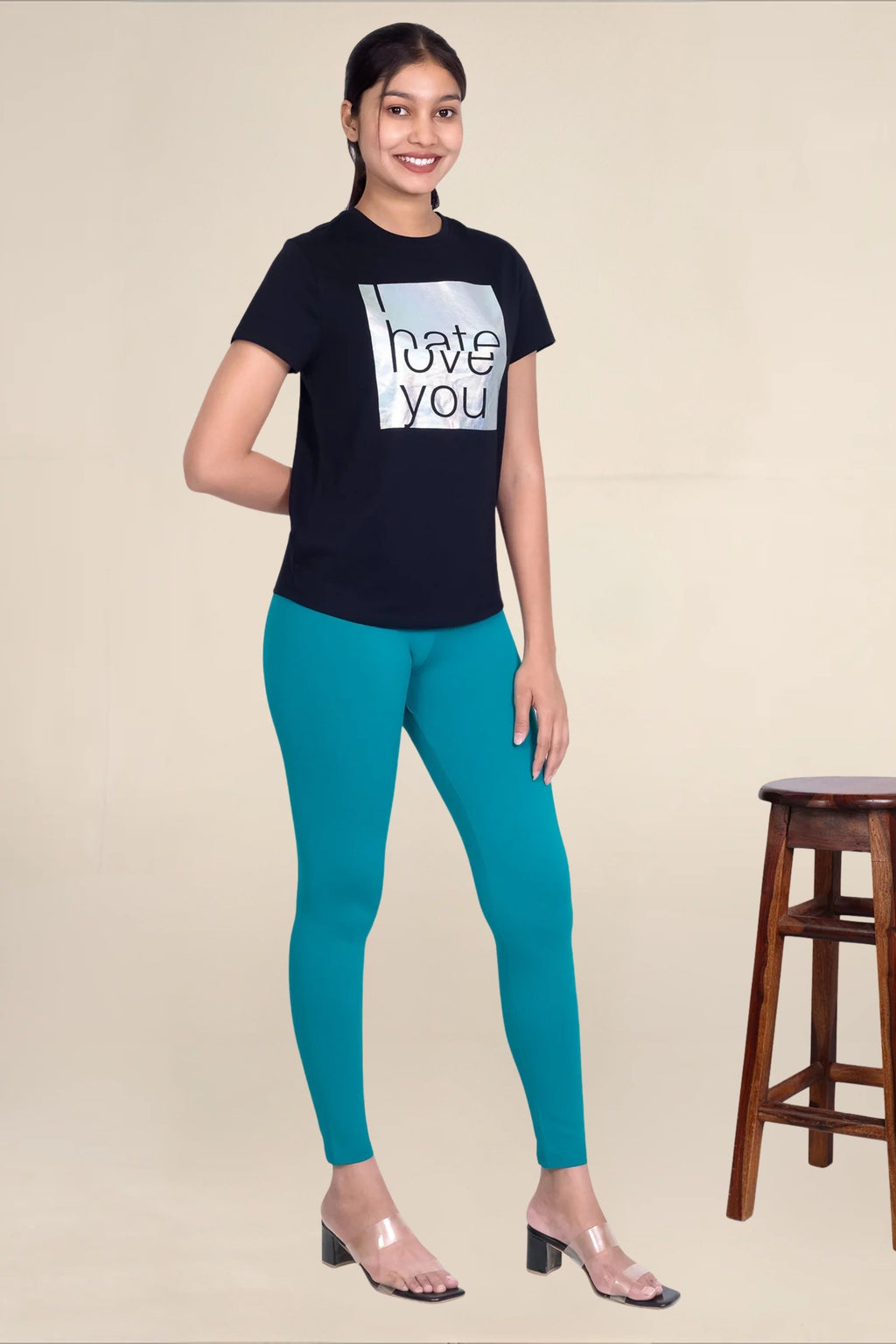 Women Sea Green Breathable Long Length Legging