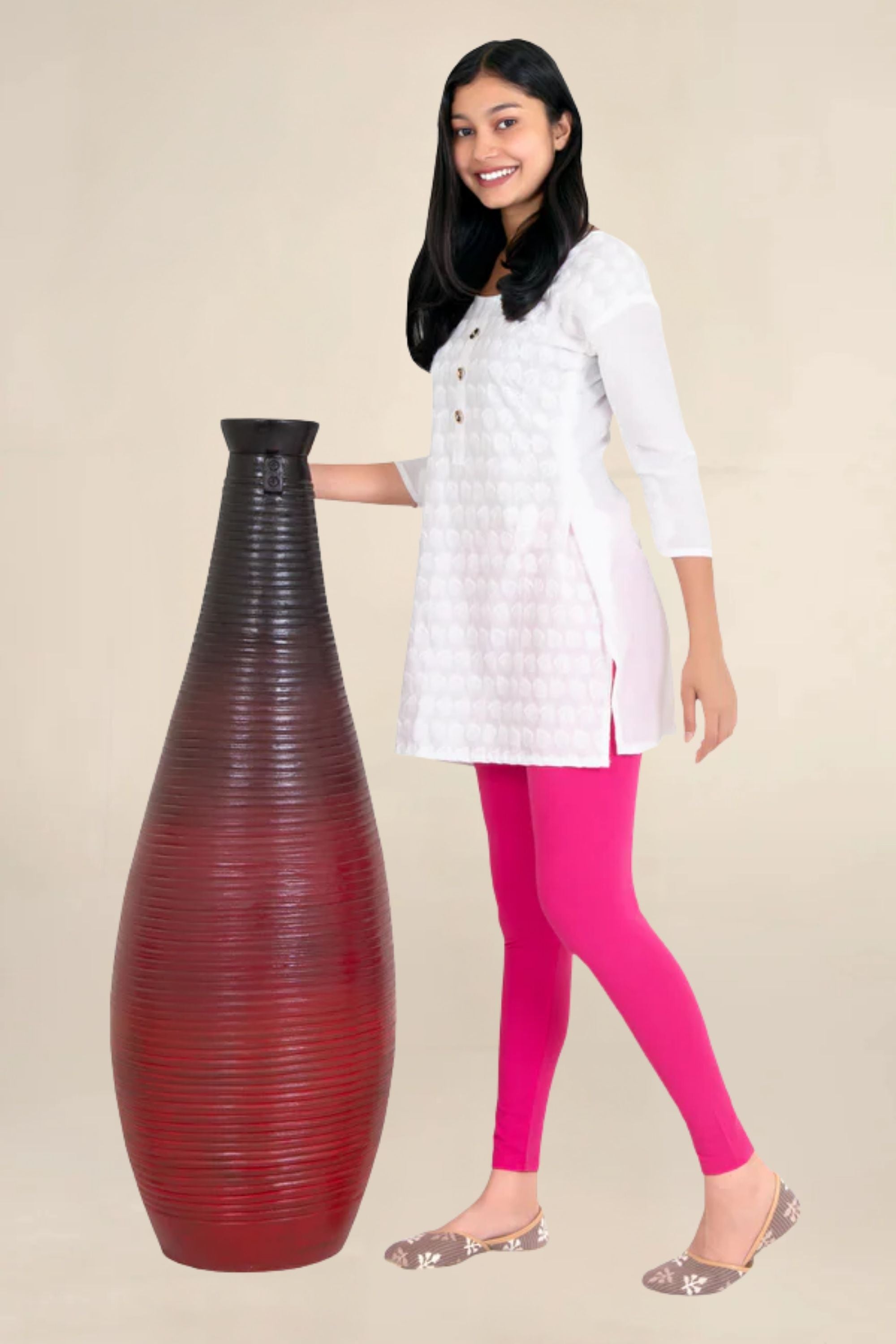 Women Dark Fuscia Breathable Long Length Legging