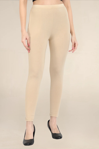 Women Beige Ankle Length Legging