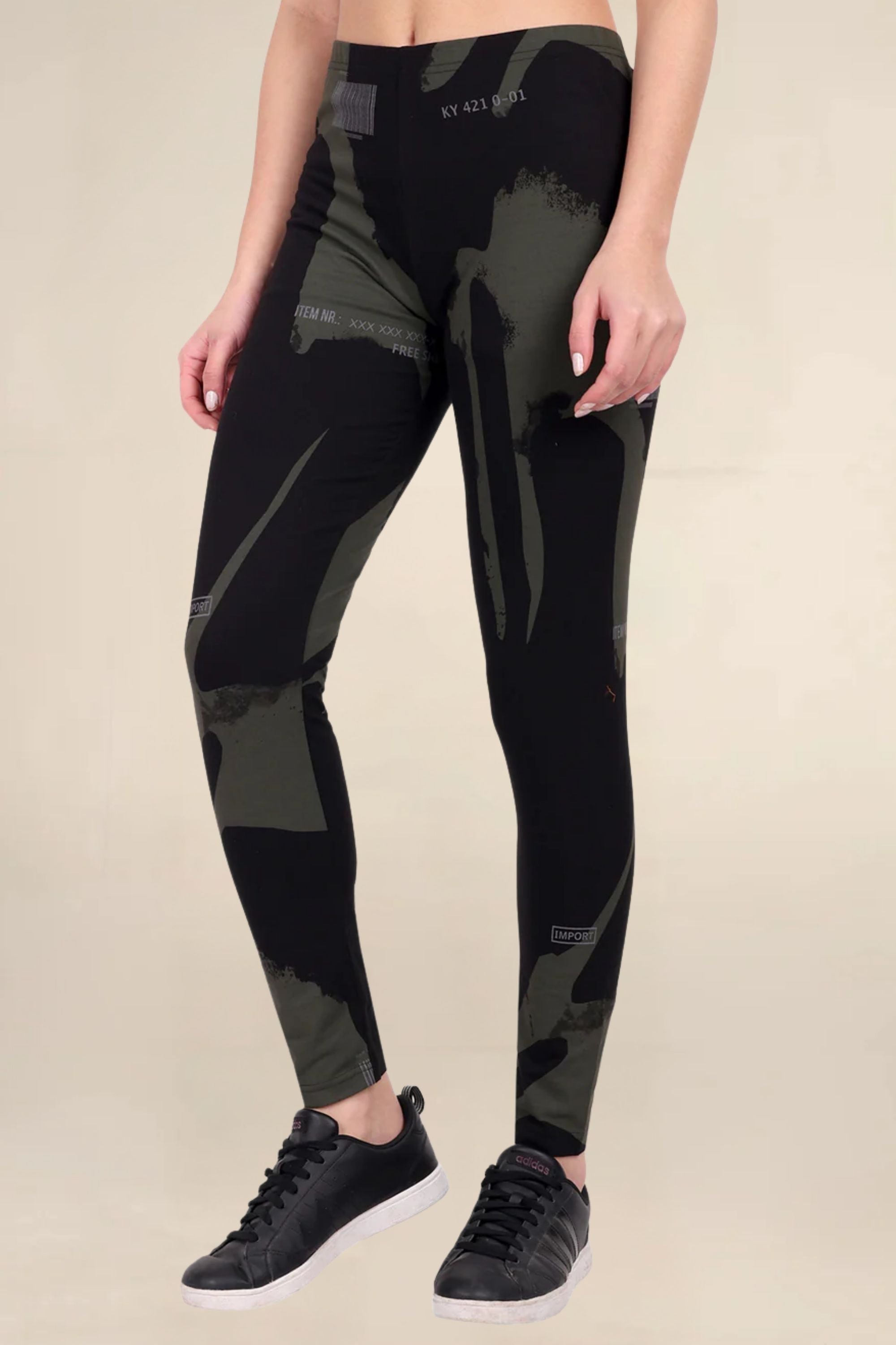 ONE SKY WOMEN BLACK AOP SOLID LEGGINGS
