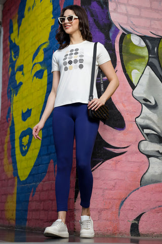 WOMEN ELECTRIC BLUE ANKLE LENGTH LEGGING