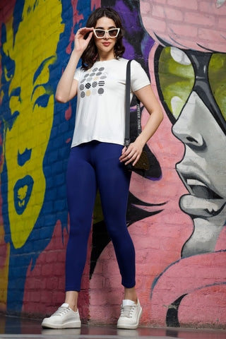 WOMEN ELECTRIC BLUE ANKLE LENGTH LEGGING