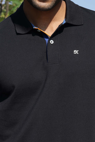 Men's Pure Cotton Polo T-shirt with Multicolor Piping