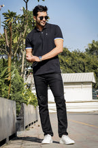 Men's Pure Cotton Polo T-shirt with Multicolor Piping