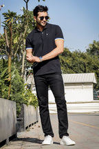Men's Pure Cotton Polo T-shirt with Multicolor Piping