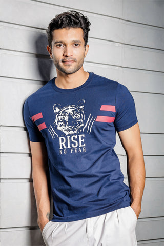 Men's Tiger Print Pure Cotton Round Neck T-Shirt