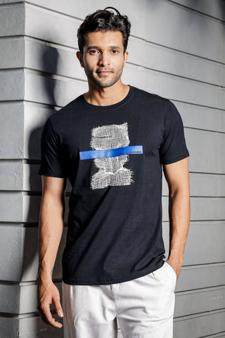 Men's Pure Cotton Black Unique Design T-shirt