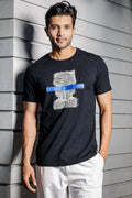 ONE SKY MEN BLACK GRAPHIC PRINTED T SHIRT