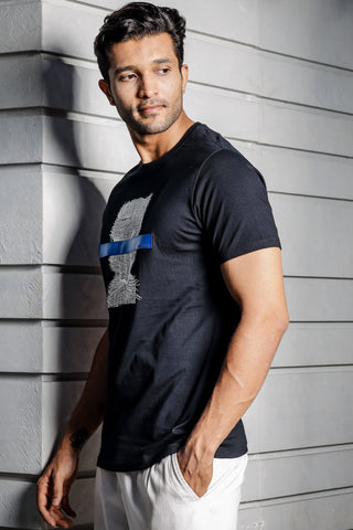 ONE SKY MEN BLACK GRAPHIC PRINTED T SHIRT