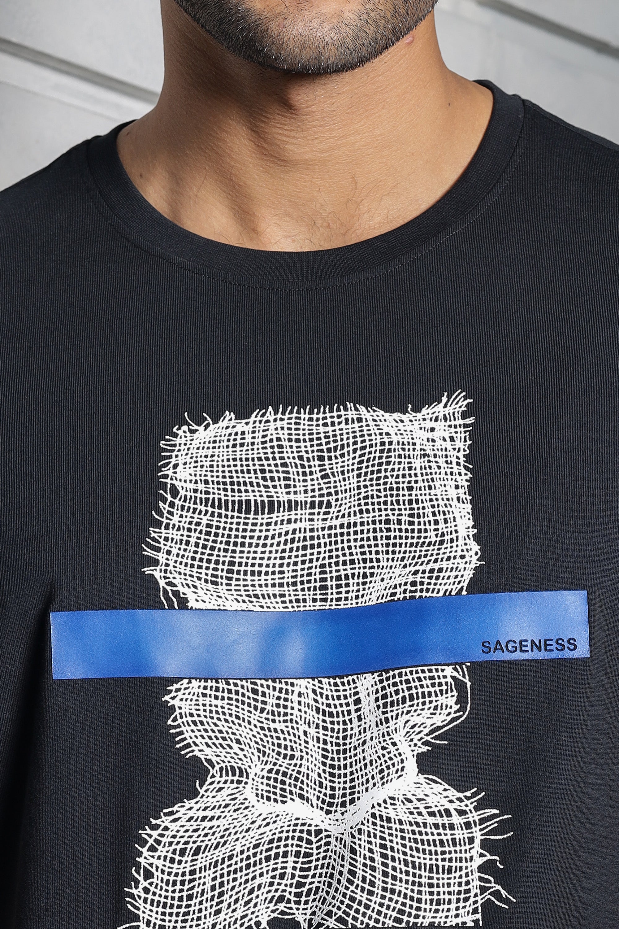 ONE SKY MEN BLACK GRAPHIC PRINTED T SHIRT