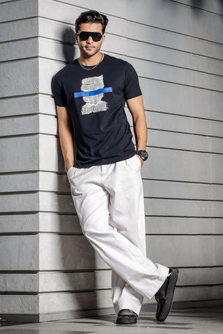 Men's Pure Cotton Black Unique Design T-shirt