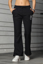 WOMEN BLACK PRINTED FLARED FIT BOTTOM