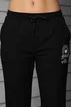 WOMEN BLACK PRINTED FLARED FIT BOTTOM