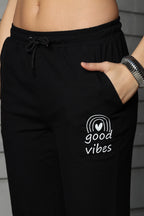 WOMEN BLACK PRINTED FLARED FIT BOTTOM