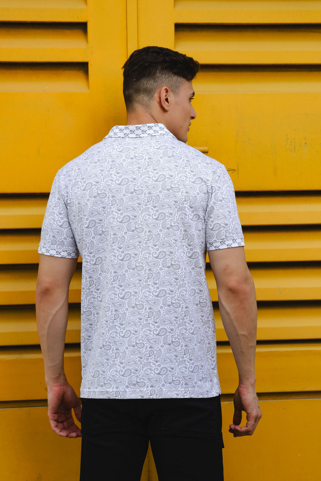 Mens Batik Printed White Polo Tshirt