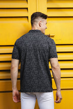Mens Batik Printed Black Polo Tshirt