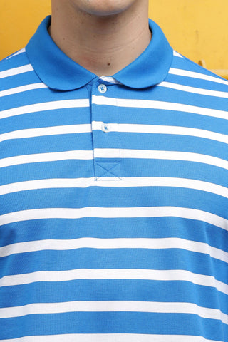 Men's Classic Cotton Polo with Stripes Blue