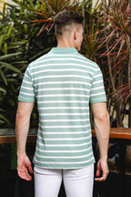 Mens Classic Cotton Polo with Stripes Green