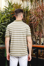 Mens Classic Cotton Polo with Stripes Gray