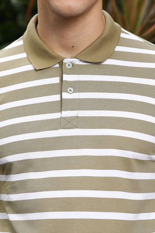 Men?s Classic Cotton Polo with Stripes Gray