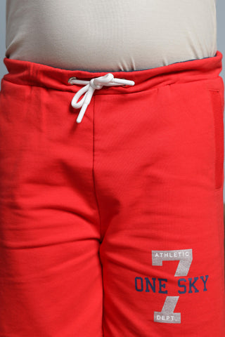 Casual Shorts for Boys, Versatile Kidswear, Plain Drawstring Waist, Relaxed Fit, Red