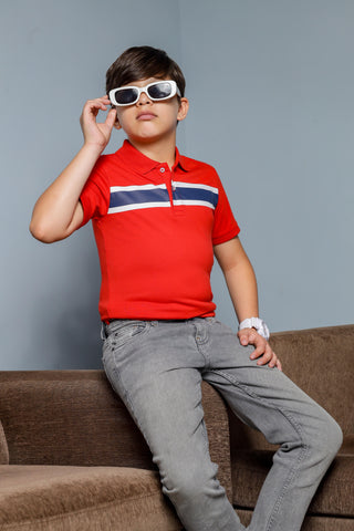 Classic Red Polo T Shirt for Boys