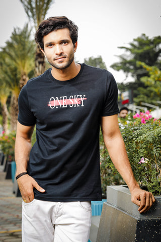 Men's Typography Pure Cotton Round Neck T-Shirt