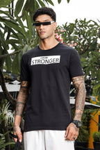 ONE SKY MEN JET BLACK TYPOGRAPHY PRINTED T SHIRT
