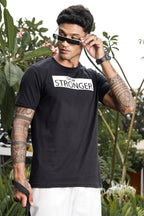 ONE SKY MEN JET BLACK TYPOGRAPHY PRINTED T SHIRT